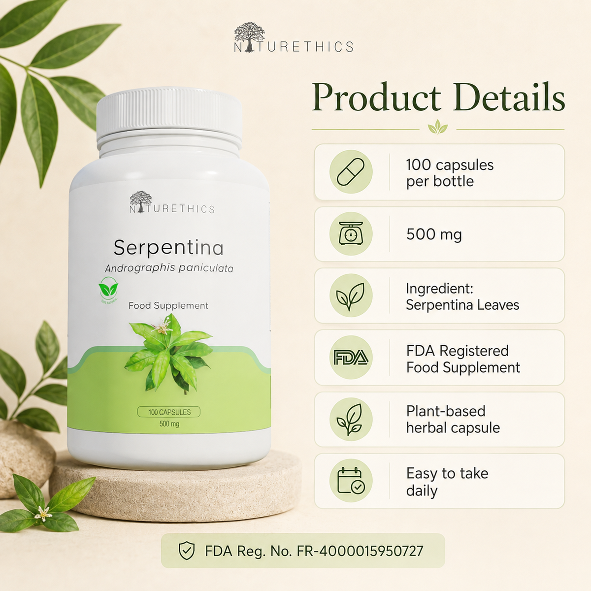 Serpentina Leaves Capsules 100s