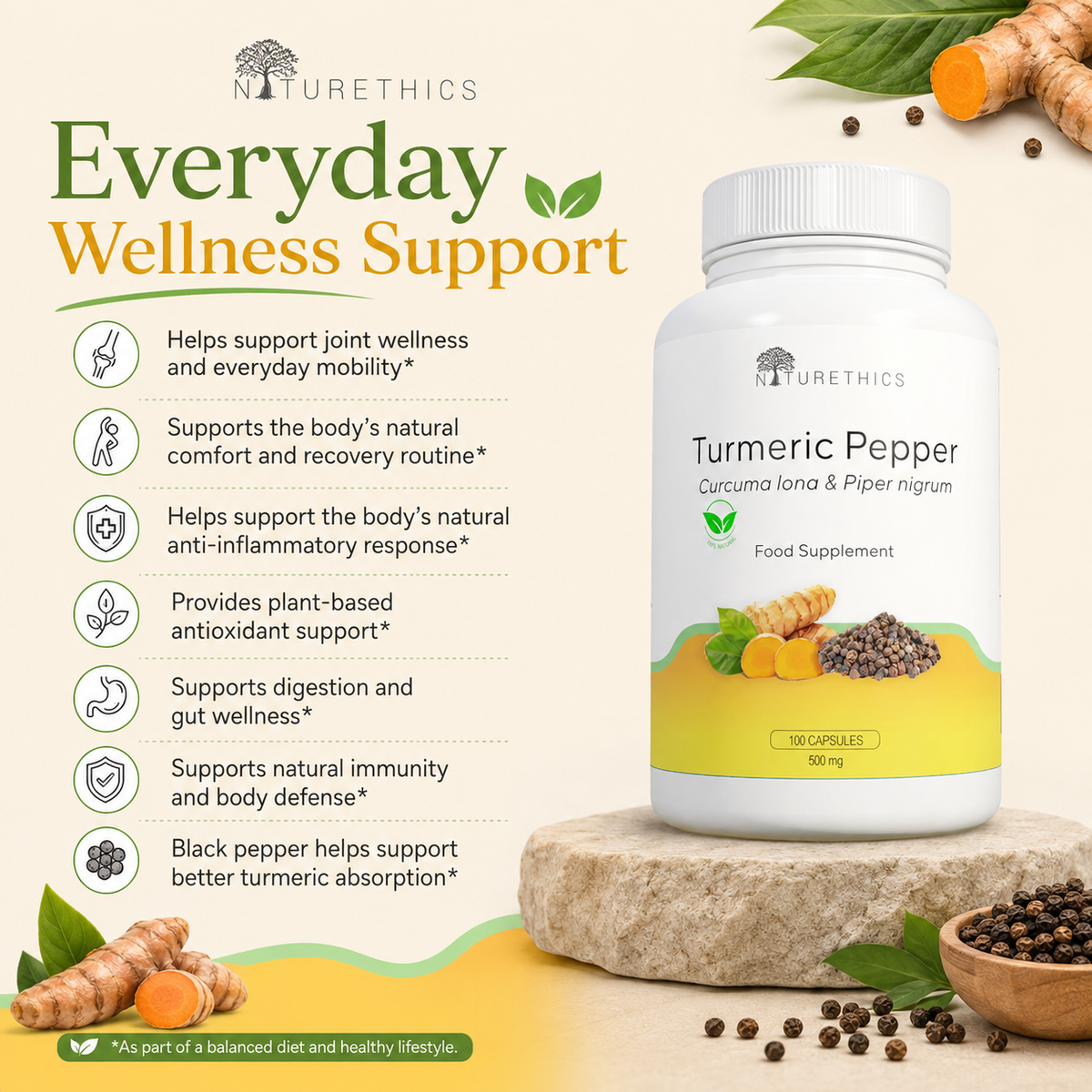 Turmeric Black Pepper Capsules 100s