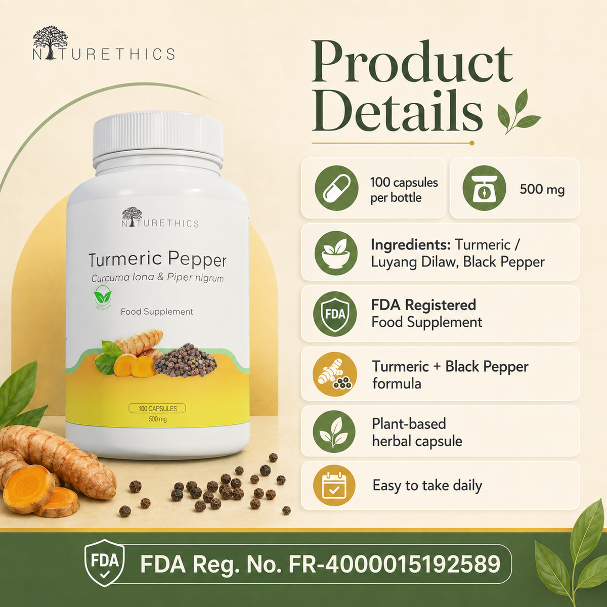 Turmeric Black Pepper Capsules 100s